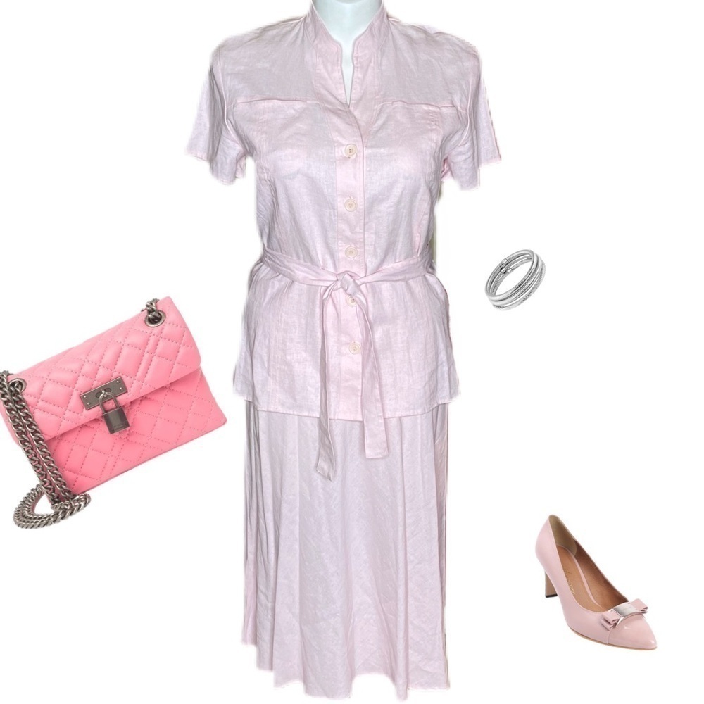 Lennie for Nina Leonard Pink Skirt Set